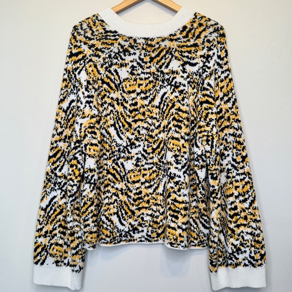 Rachel Comey Animal Print Wide Long Sleeve Wool Blend Stretch Fall Knit Sweater - Picture 4 of 14